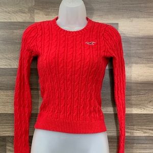 Hollister Rabbit Blend Red Cable Knit Sweater Sm